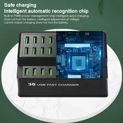 Cargadores180W 36A - carga rápida - Cargador inteligente USB con 30 puertos USB - para iPhone - Samsung
