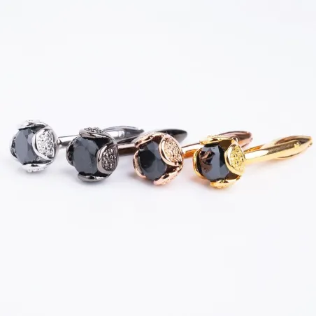 Luxurious cufflinks with black crystal - 2 pieces