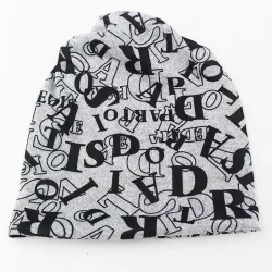 Multifunctional beanie - scarf - design with letters - unisex