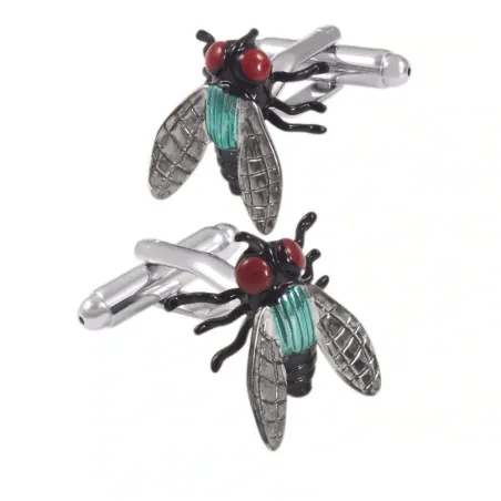 Manchetknapper med fluer - 2 stk