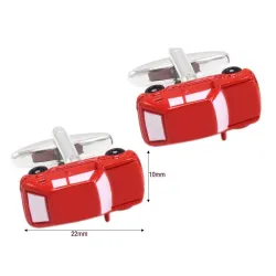 Voiture émaillée rouge - boutons de manchette - 2 pièces