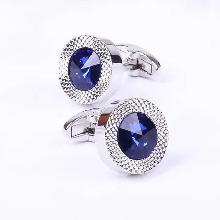 Blue crystal cone cufflinks - 2pcs