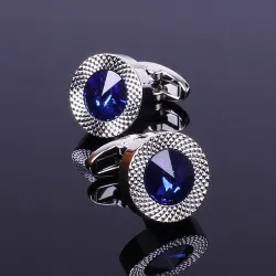 Blue crystal cone cufflinks - 2pcs