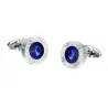 Round blue crystal cufflinks - 2 pieces