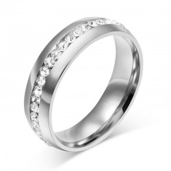 Elegante anello con cristalli - acciaio inossidabile