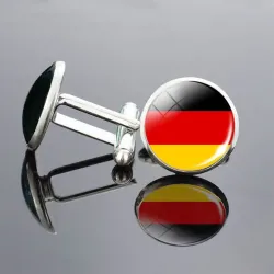 National flag - round glass cufflinks - with box