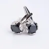 Luxurious cufflinks with black crystal - 2 pieces