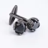 Luxurious cufflinks with black crystal - 2 pieces