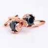 Luxurious cufflinks with black crystal - 2 pieces