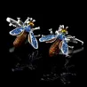 Blue crystal bee cufflinks - 2 pieces