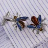 Boutons de manchette abeille en cristal bleu - 2 pièces