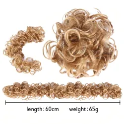 Elastisk scrunchie - krøllet syntetisk hår - knold - hestehale - hårforlængelse