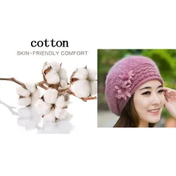 Strikket baret - en varm pelshue med dekorative blomster