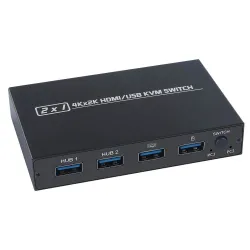 KVM 4K switch splitter - HDMI - USB - delt skærm - med 2 porte