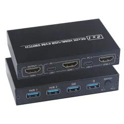 KVM 4K switch splitter - HDMI - USB - delt skærm - med 2 porte
