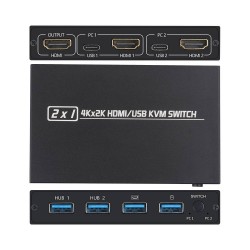 Rozdzielacz przełączników KVM 4K - HDMI - USB - wspólny monitor - z 2 portamiRozgałęźniki