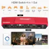 Przełącznik HDMI - wyjście 4 w 1 - z wyjściem audio S / PDIF i L / R - HDTV 4K 60 Hz 4: 4: 4 - pilot na podczerwieńPrzełączni...