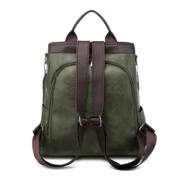 Retro Leder Rucksack / Umhängetasche mit Reißverschlüssen