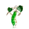 Enamel green pea brooches