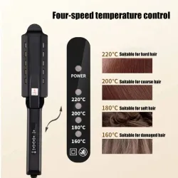 Four-gear hair straightener with temperature control - tourmaline ceramic