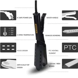 Four-gear hair straightener with temperature control - tourmaline ceramic