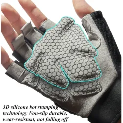 Gym padded gloves - anti-slip silicone grip -with wrist wrap
