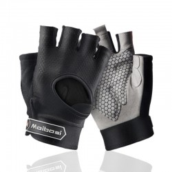 Gym padded gloves - anti-slip silicone grip -with wrist wrap