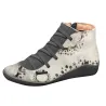 Retro botas de renda - plana - zíper lateral - couro