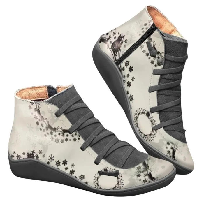 BotasBotas de encaje retro - plano - cremallera lateral - cuero