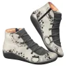 Retro botas de renda - plana - zíper lateral - couro