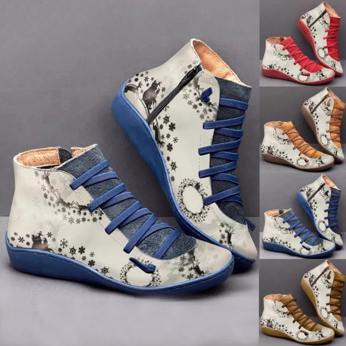 BotasBotas de encaje retro - plano - cremallera lateral - cuero