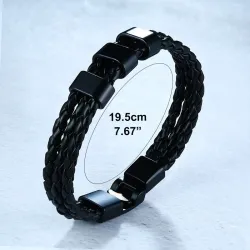 Braided läderarmband - rostfritt stål charm - anpassade gjorda namn