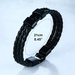 Braided läderarmband - rostfritt stål charm - anpassade gjorda namn