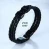 Braided läderarmband - rostfritt stål charm - anpassade gjorda namn