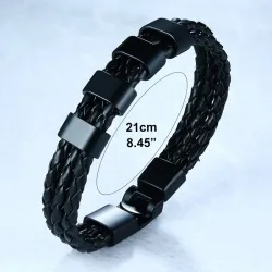Braided leather bracelet - stainless steel charms - custom made namesBracelets