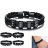 Bracelet en cuir trempé - charmes en acier inoxydable - noms sur mesure
