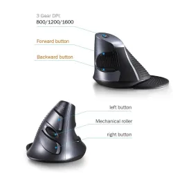 M618GX - 1600 DPI - mouse sem fio vertical ergonômico - ótico - 6 botões - com caso de silicone