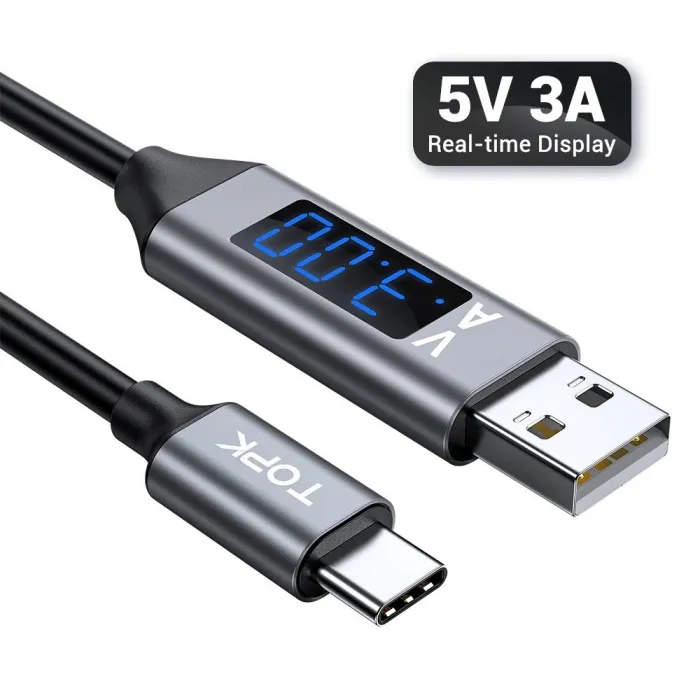 Cavo di ricarica rapido - USB-C - Tensione / visualizzazione corrente - dati / sincronizzazione