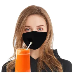 Mouth / maschera protettiva viso - riutilizzabile - con foro di paglia per bere