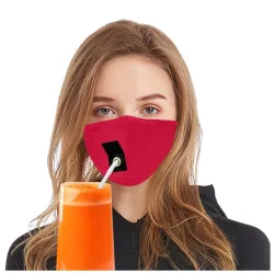 Máscara protetora de boca / rosto - reutilizável - com furo de palha para beber