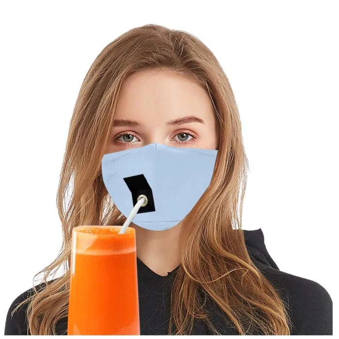 Mouth / maschera protettiva viso - riutilizzabile - con foro di paglia per bere