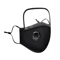 Mouth / face protective mask - detachable plastic eye shield - air valve - 2.5PM filter - reusable