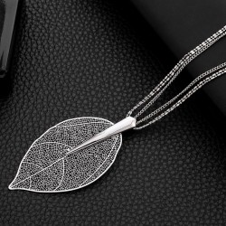 Big crystal leaf pendant - necklace