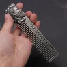Gentlemen styling comb - beard hair - metal - with bearded man emblem