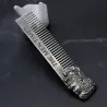 Gentlemen styling comb - beard hair - metal - with bearded man emblem