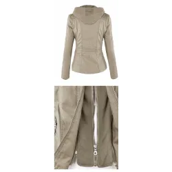 Winter leather jacket - removable inner lining with hood - waterproof - plus sizeJackets