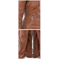 Winter leather jacket - removable inner lining with hood - waterproof - plus sizeJackets