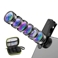 6 en 1 - lentille de caméra de téléphone universel - fisheye - large angle - macro - filtre CPL/Star ND32 - pour Smartphones