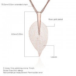 Shiny leave pendant necklace for women