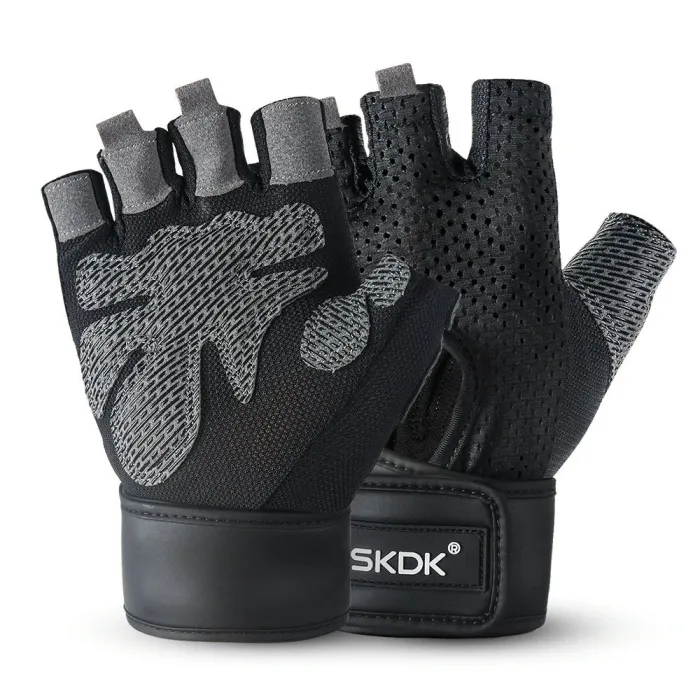 Fitness / gym / training / cycling - gloves - with wrist support strap - non-slip